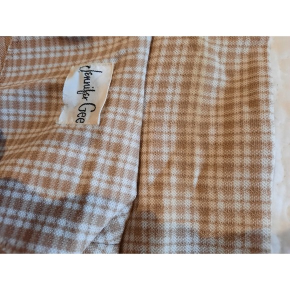 Vintage Jennifer Gee Pant Suit Brown Plaid, 1960's, 70's Double Knit Fabric - Picture 13 of 15